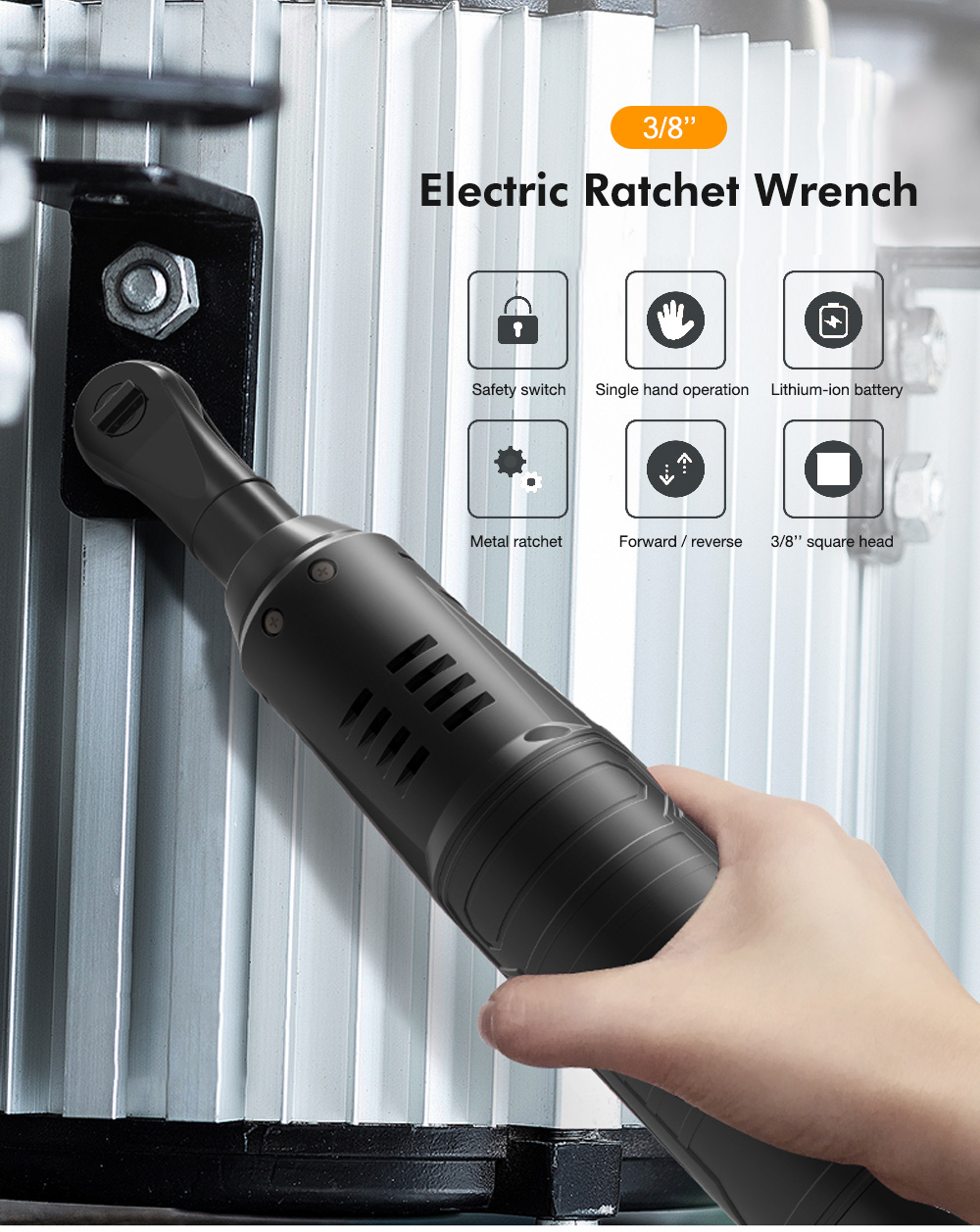 3/8'' Electric Ratchet Wrench with Two Lithium-ion Battery